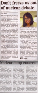 Dont Freeze Us  Out of Nuclear Debate. ..Cumberland News 27.3.15